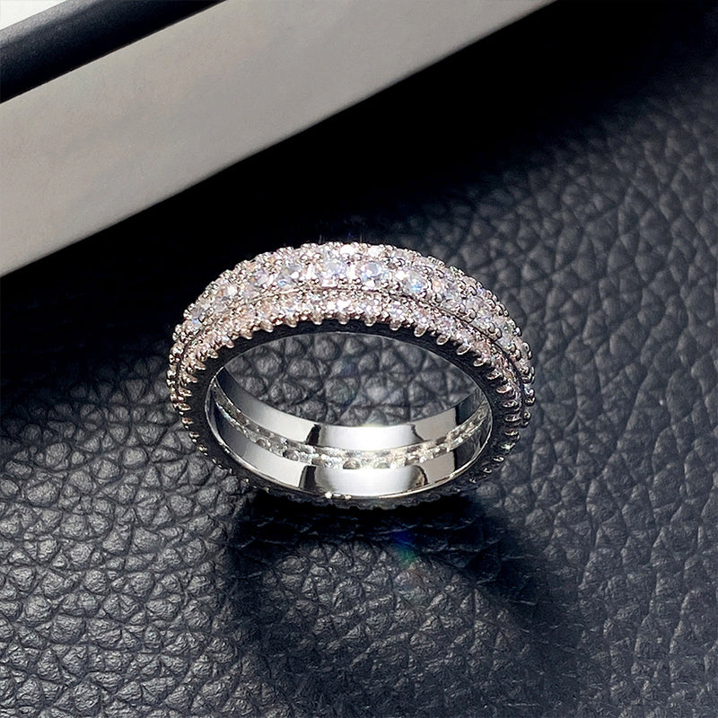 Wholesale Ring Copper Plated Platinum Zircon Shiny OLY-RS-CAOS009